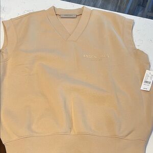 Essentials Beige Sleeveless Men's Sweater Medium
